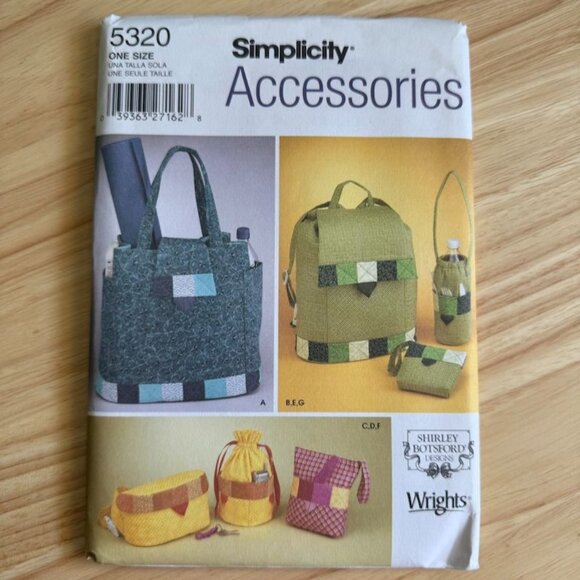 Simplicity 5320 Sewing Pattern Accessories Tote Bag Backpack Purse Drawstring Ba - Picture 1 of 3